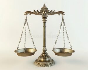 balanzas de justicia sobre fondo neutro