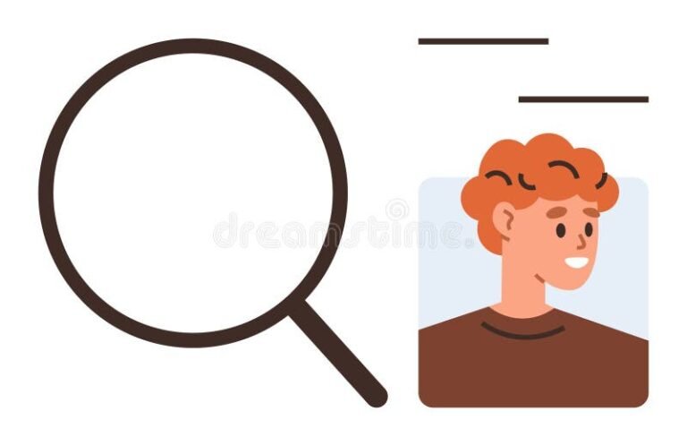 busqueda detectivesca con lupa y perfil humano