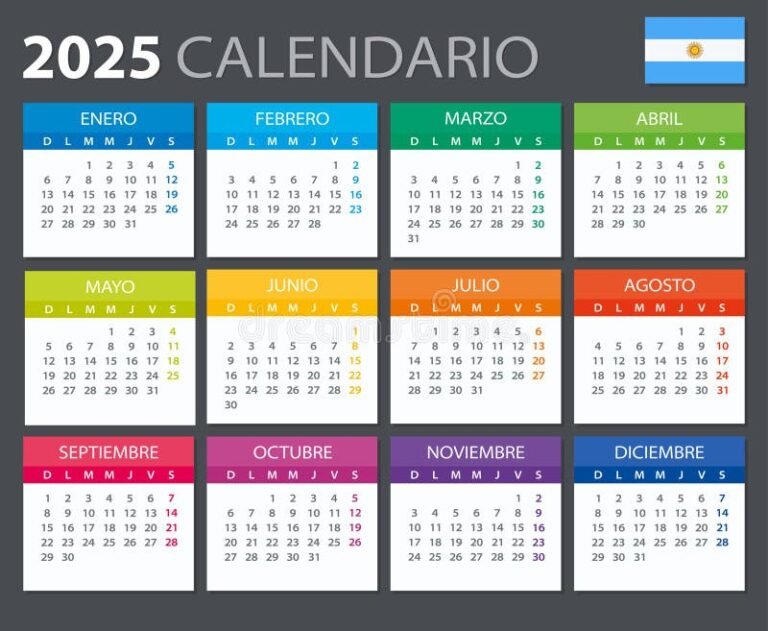 calendario argentino con dia resaltado festivo