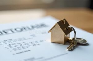 casa con llave y documento bancario