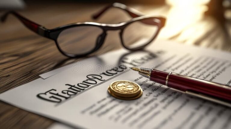 contrato legal con sello y lapicero