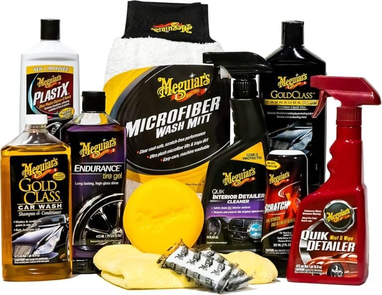 kit de limpieza para autos completo y ordenado