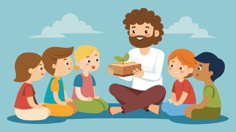 ninos escuchando una historia en iglesia