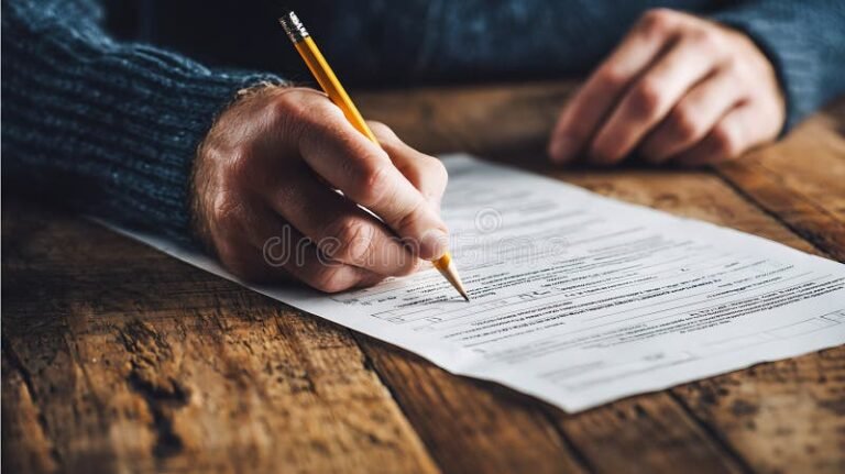 persona llenando formulario con lapiz
