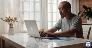 persona recibiendo tarjeta en oficina social