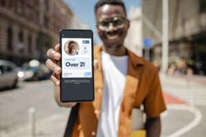 persona sosteniendo dni y smartphone