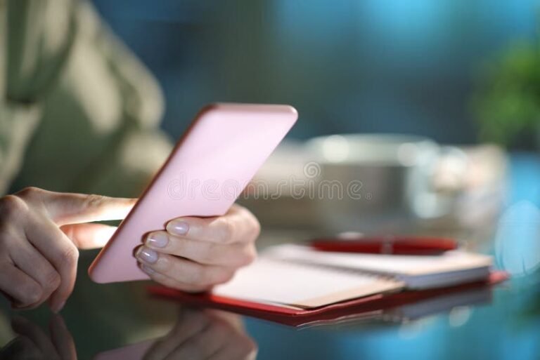 persona usando telefono inteligente y agenda