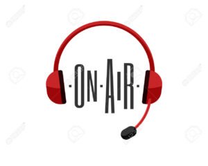 radio en vivo con auriculares y ondas