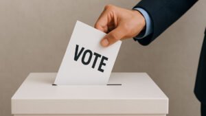 urna electoral con calendario y reloj